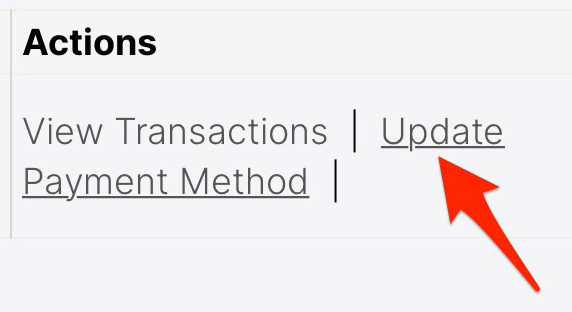 Minimize - Screenshot of where to click to Update your Payment Method.