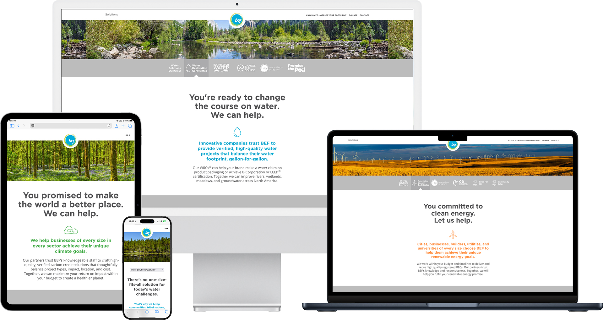 BEF website devices mock-up by Minimize
