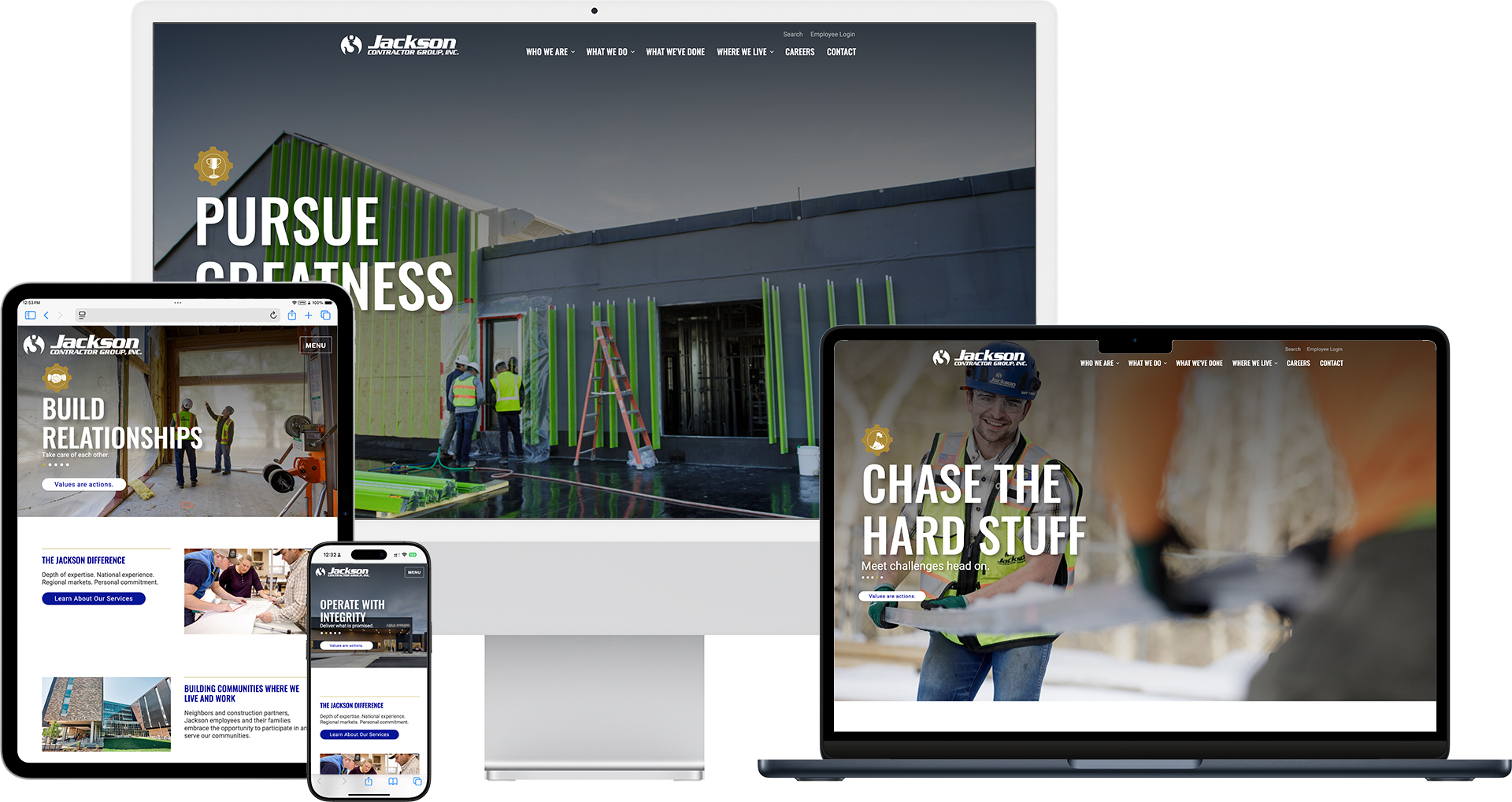 Jackson Contractor Group website devices mock-up by Minimize