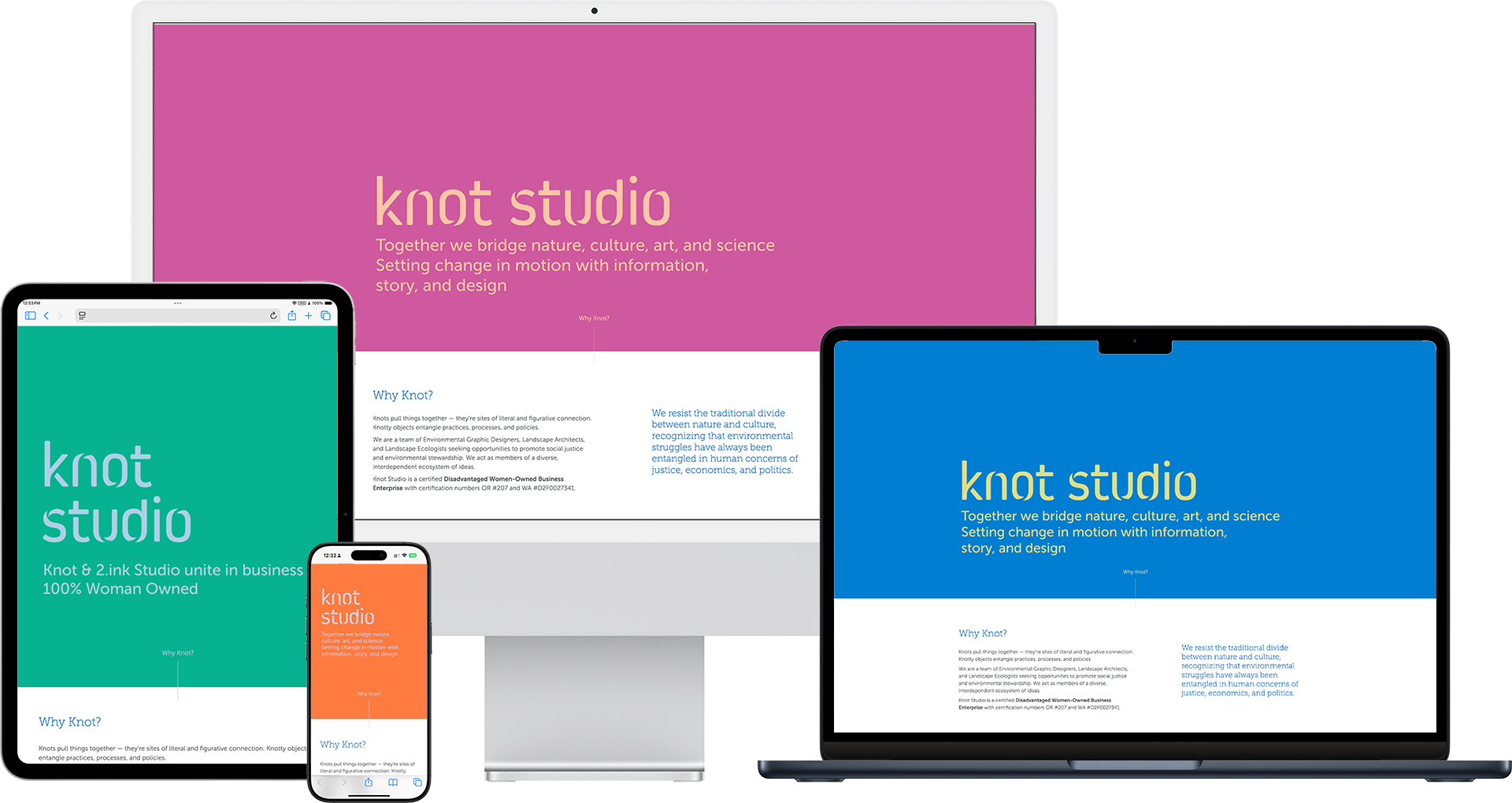 Knot website devices mock-up by Minimize
